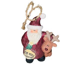 10/$25🦋 Santa's Workshop Santa & Reindeer "Rein Deer Chow" Ornament